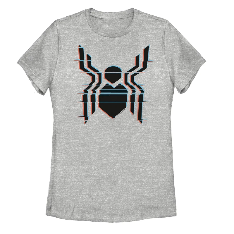 Women's Marvel Spider-Man: Far From Home Glitch Logo T-Shirt-- Cashmere Blend Cotton Blend Poly Blend