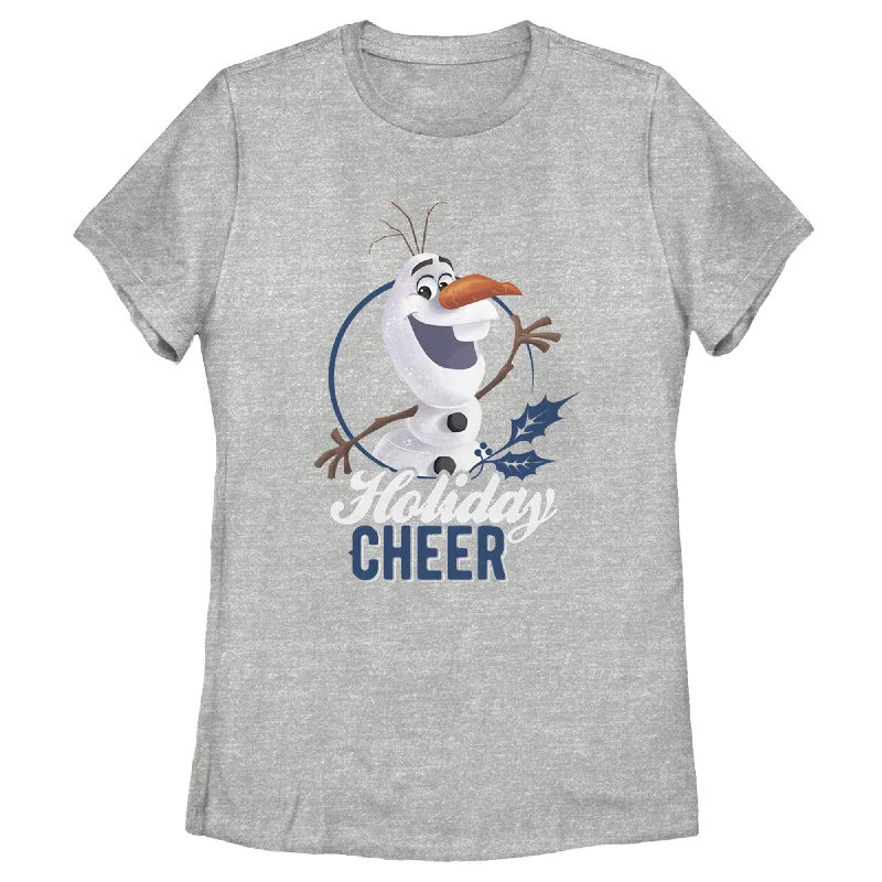 Women's Frozen Olaf Holiday Cheer T-Shirt-- Embroidered Appliqued Beaded