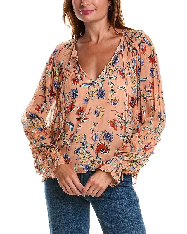 Ramy Brook Rosalind Shirt-- Chenille Fabric Brocade Fabric Lace Fabric