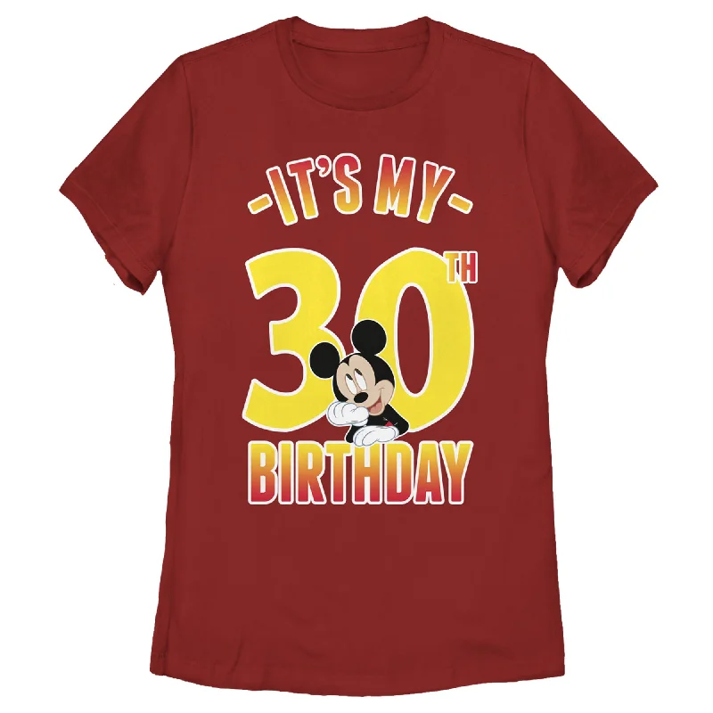 Women's Mickey & Friends It's My 30th Birthday T-Shirt-- Notch Collar Peter Pan Collar Cowl Neck