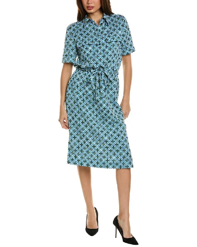 St. John Tile Print Shirtdress-- Graphic T-Shirt Round Neck Polyester