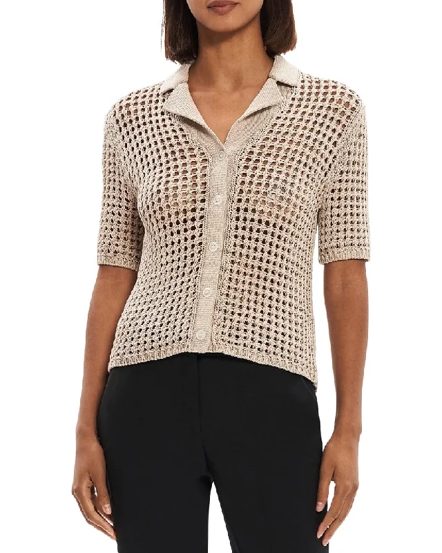 Theory Shrunken Camp Shirt-- Lace Blend Ribbed Blend Corduroy Blend