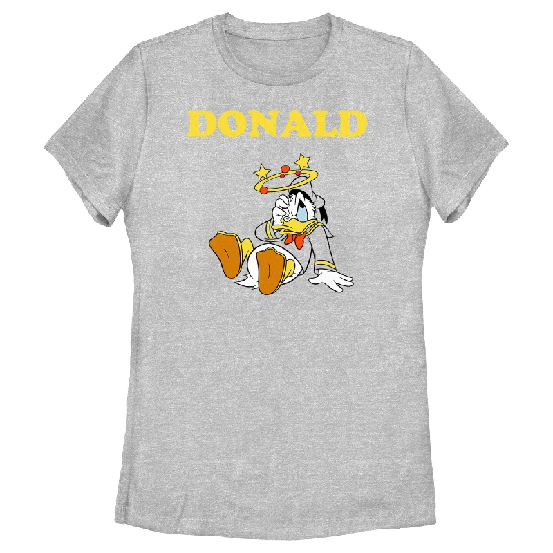 Women's Mickey & Friends Donald Duck Stars T-Shirt-- Mesh Blend Leather Blend Suede Blend