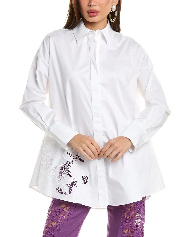 Oscar De La Renta Gardenia Threadwork Shirt-- Real Fur Shearling Chenille