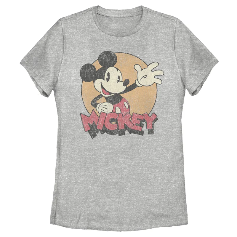 Women's Mickey & Friends Retro Mickey Mouse T-Shirt-- Ribbed T-Shirt High Neck Heavyweight Women's Mickey & Friends Retro Mickey Mouse T-Shirt-- Ribbed T-Shirt High Neck Heavyweight