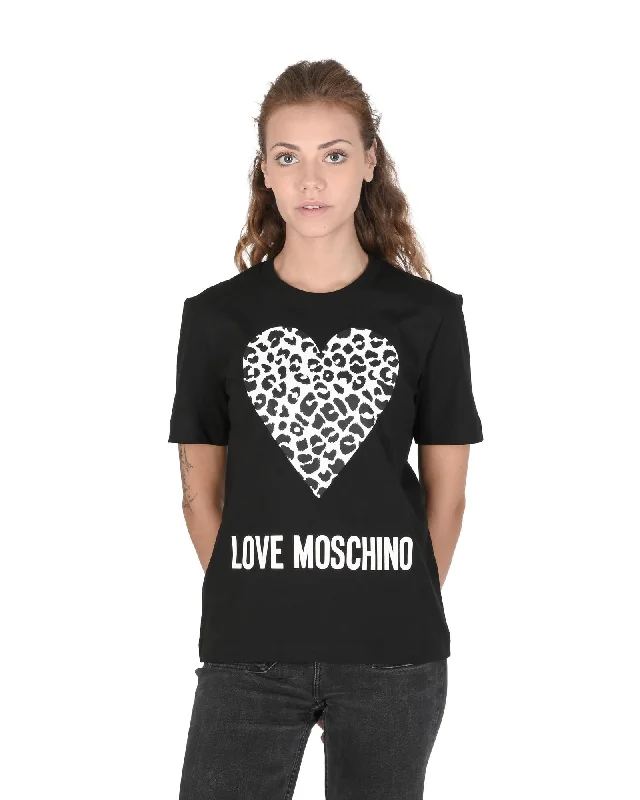 Love Moschino  Women's Leopard Heart T-Shirt-- Anti-Pilling Machine Wash Handmade