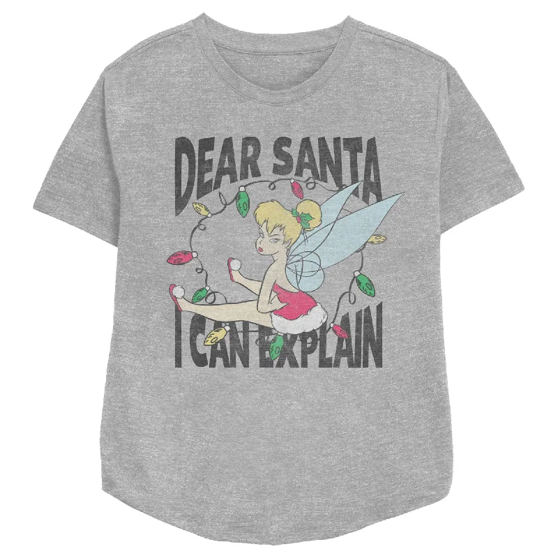 Women's Peter Pan Distressed Dear Santa I Can Explain T-Shirt-- Houndstooth Herringbone Solid