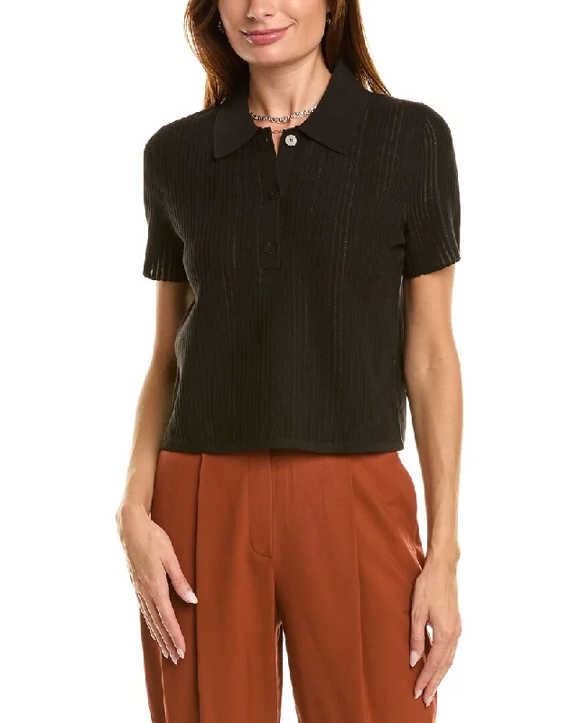 Theory Cropped Polo Shirt-- Front Pockets Side Pockets Patch Pockets