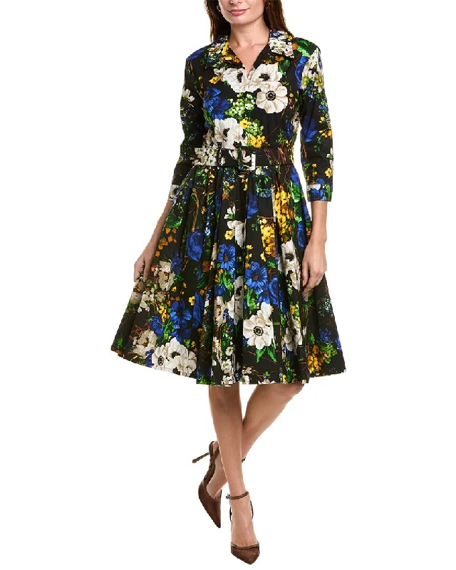 Samantha Sung Laurent Shirtdress-- Striped Floral Plaid