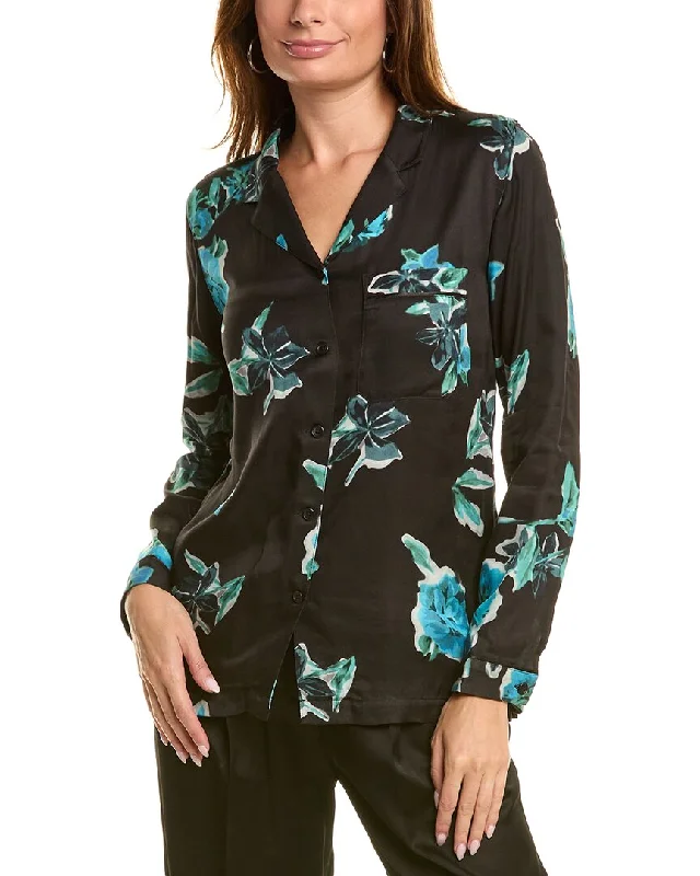 The Kooples Satin Shirt-- Collared T-Shirt Boat Neck A-Line