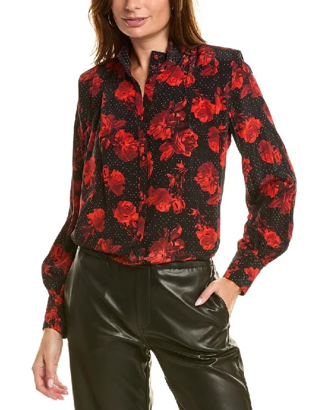 The Kooples Rose Silk Shirt-- Oversized T-Shirt Spandex breathable