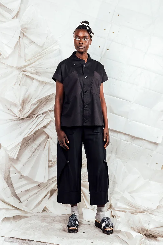 SL25 TAYA SQUARE CUT SHIRT - ONYX-- Print Jacquard Patchwork