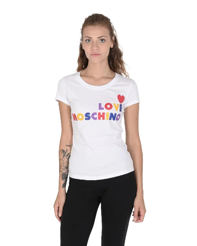 Love Moschino  Women's  Logo T-Shirt-- Fitted T-Shirt Seamless Stretchy