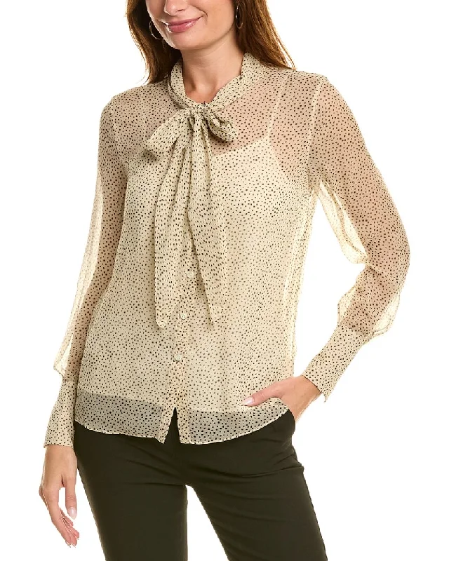 Theory Scarf Silk Shirt-- Hooded Caped Shawl Collar