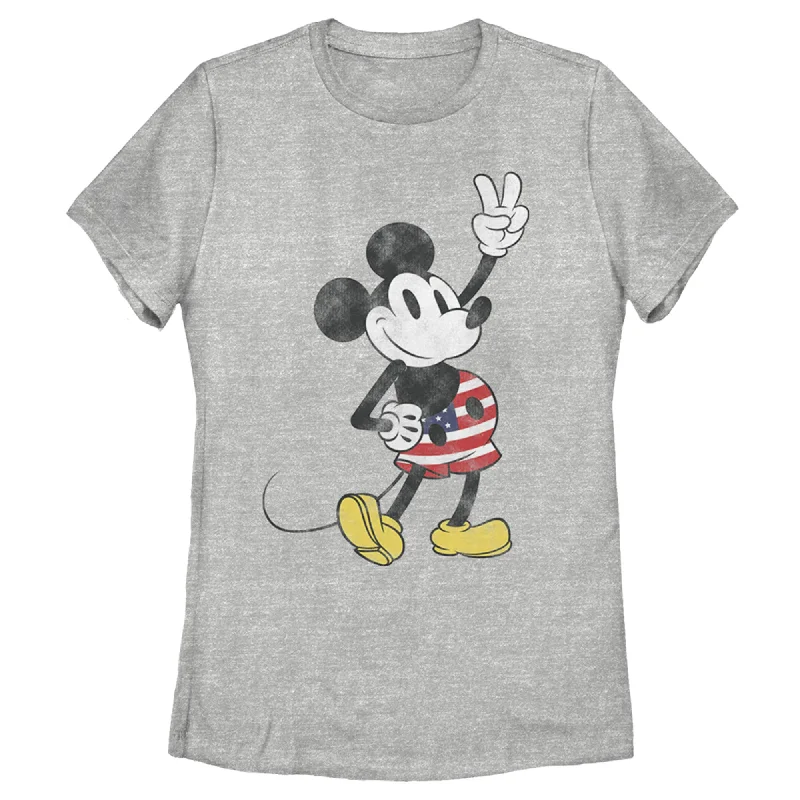 Women's Mickey & Friends Retro American Peace Sign T-Shirt-- Oversized T-Shirt Spandex breathable
