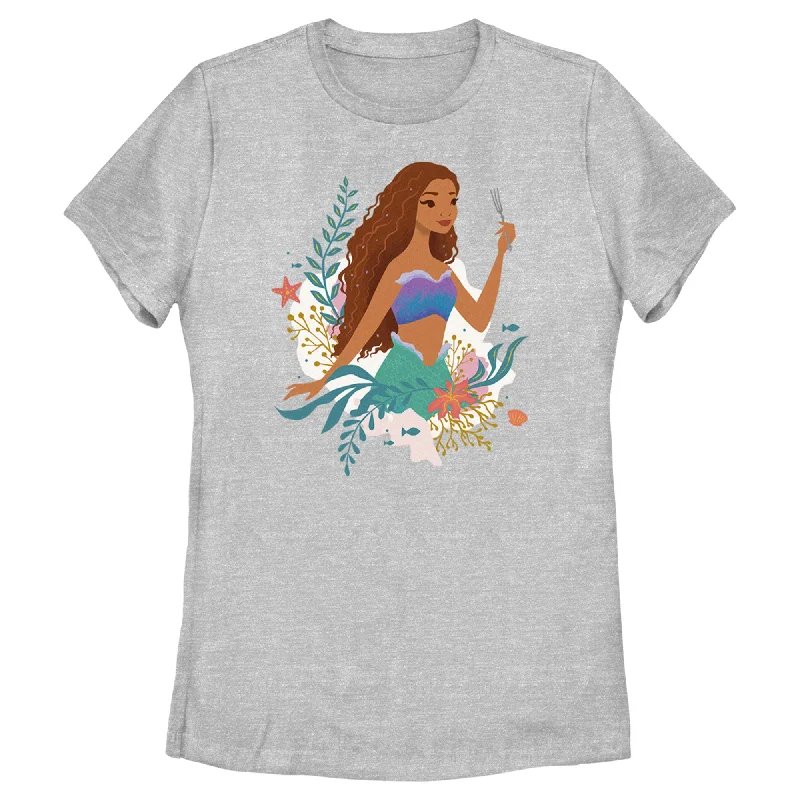 Women's The Little Mermaid Ariel Dinglehopper Portrait T-Shirt-- Faux Fur Fabric Real Fur Fabric Shearling Fabric