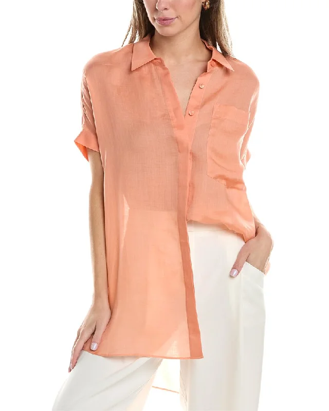 Lafayette 148 New York Oversized Shirt-- Lace Blend Ribbed Blend Corduroy Blend
