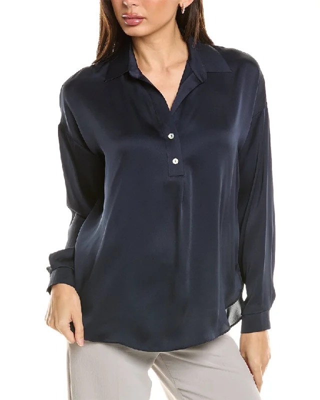 Joseph Ribkoff Satin Shirt-- Spandex Blend Rayon Blend Denim Blend