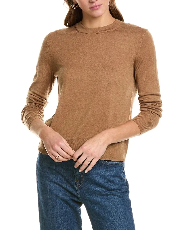 Vince Overlay Crewneck Wool & Cashmere-Blend T-Shirt-- Nylon Fabric Polyester Fabric Spandex Fabric