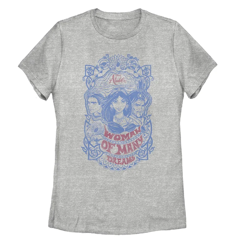 Women's Aladdin Vintage Dream Characters T-Shirt-- Zippered Buttoned Snapped