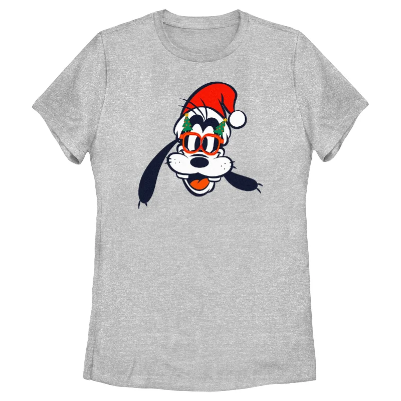 Women's Mickey & Friends Goofy Christmas Glasses T-Shirt-- Anti-Shrink Durable Soft