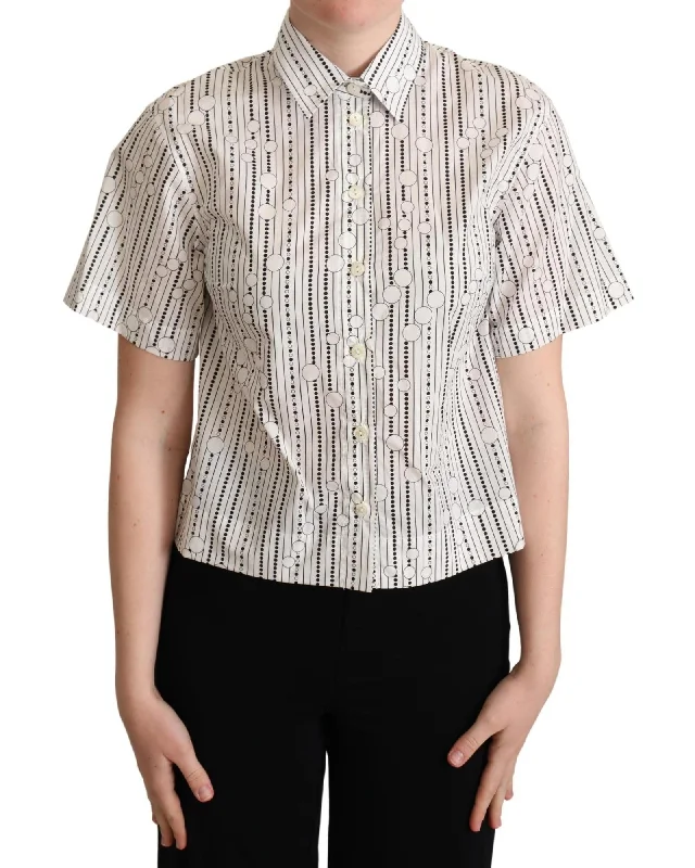 Dolce & Gabbana  Women's Geometric Print Short Sleeve Shirt-- Chenille Blend Fleece Blend Nylon Blend