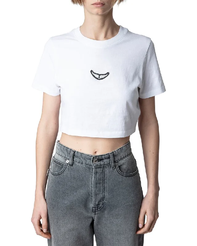 Zadig & Voltaire Carly T-Shirt-- Mesh Blend Leather Blend Suede Blend