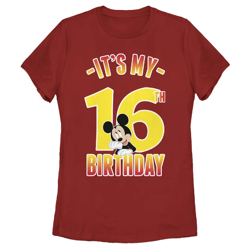 Women's Mickey & Friends It's My 16th Birthday T-Shirt-- Spandex Blend Rayon Blend Denim Blend