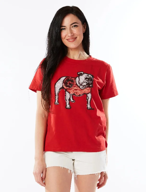 Stewart Simmons UGA Womens Sequin Shirt-- Front Pockets Side Pockets Patch Pockets