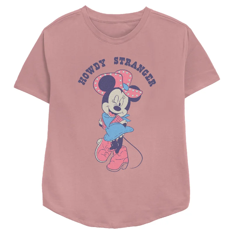 Women's Minnie Mouse Howdy Stranger T-Shirt-- Silk Blend Satin Velvet