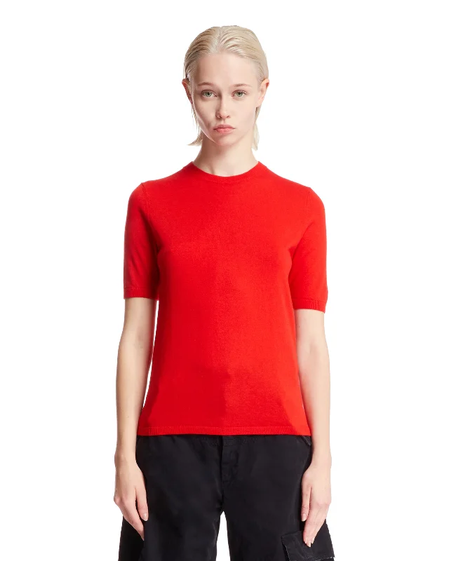 T-Shirt Classica Rossa-- Hooded Caped Shawl Collar