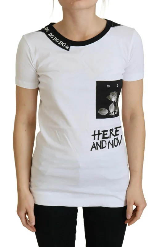 Dolce & Gabbana  Women's Here and Now TShirt - White-- Silk Blend Satin Velvet