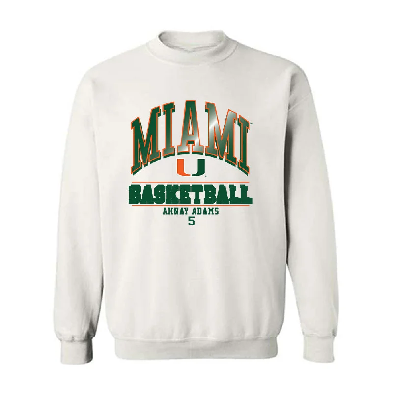 Miami - NCAA Women's Basketball : Ahnay Adams - Classic Fashion Shersey Crewneck Sweatshirt Hoodie with Hidden Zipper Minimalist Clean