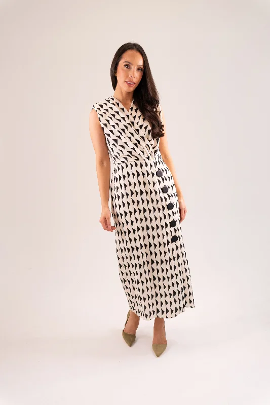 Kayla Aztec Print Dress In Cream Tunics Luxurious premium