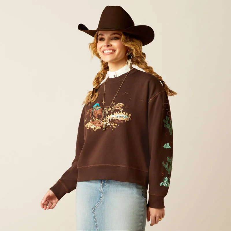 Ariat Women's Mole Riata Embroidered Long Sleeve Sweatshirt 10052608 Hoodie with Logo Branding Identity