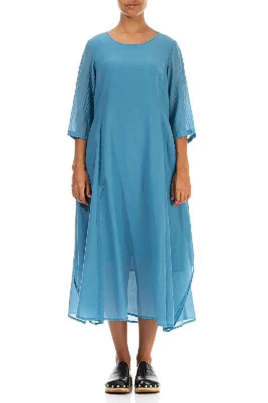 Floaty Denim Silk Cotton Dress Tunics Luxurious high-end