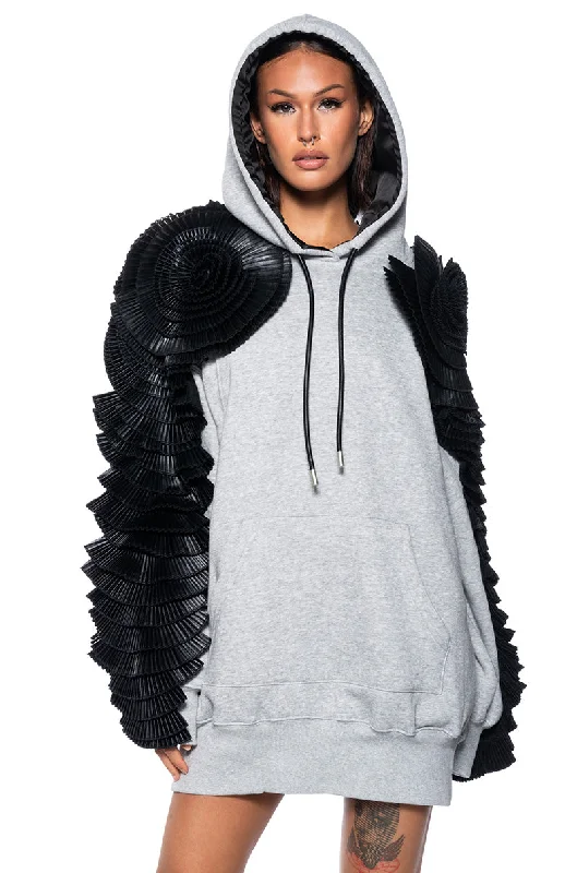 COMFY COZY PATCHWORK SWEATSHIRT DRESS Hoodie with Hem Fringe Bohemian Relaxed
