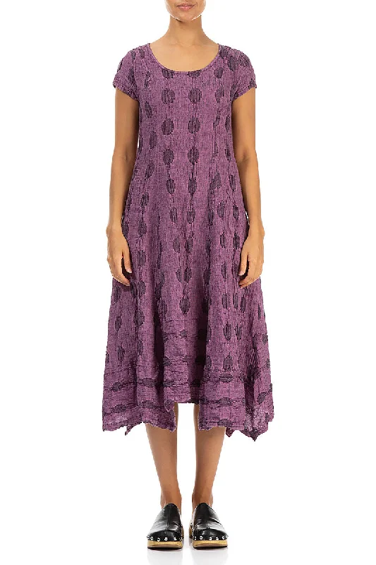 Flared Textured Bubbles Wild Berry Linen Dress Tunics Bestseller popular