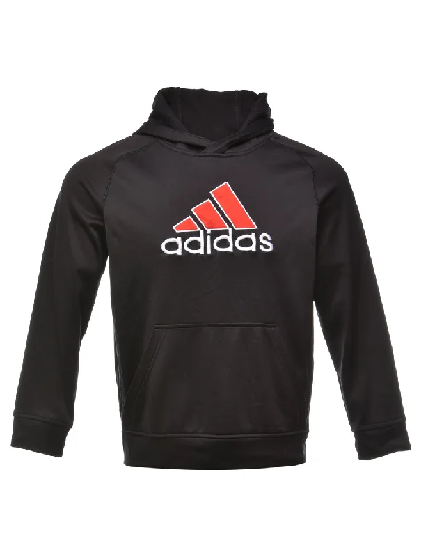 Adidas Printed Black Hoodie - M Hoodie with Full-Zip Functional Layering