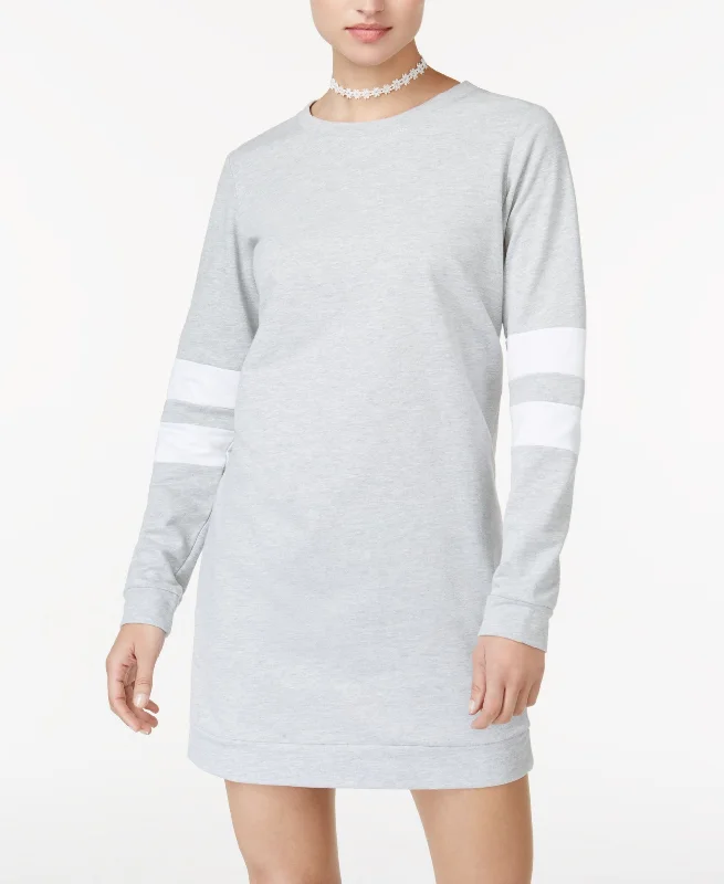 Material Girl Juniors Striped Sweatshirt Dress Hoodie with Applique Textured Unique
