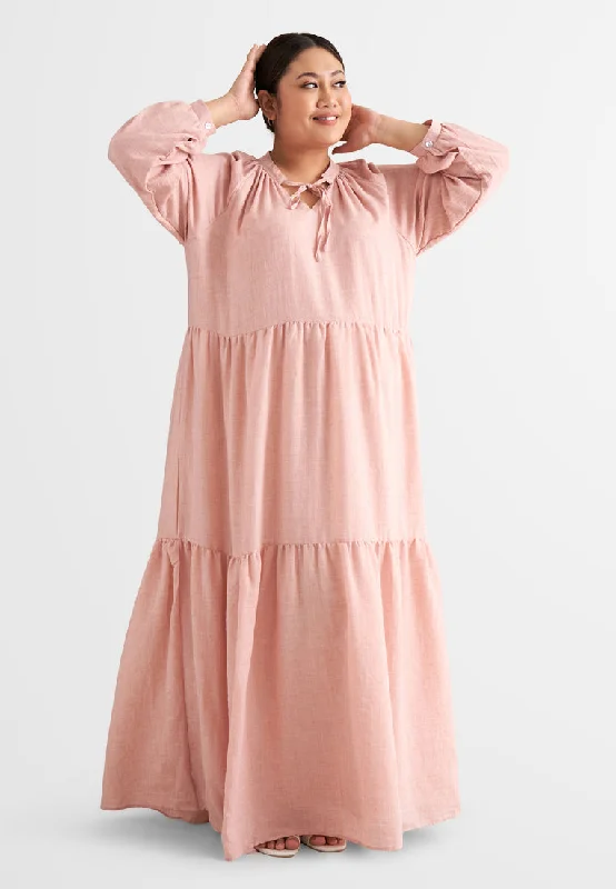 Brielle Bohemian Tiered Long Dress - Pink Tunics Favorite customer