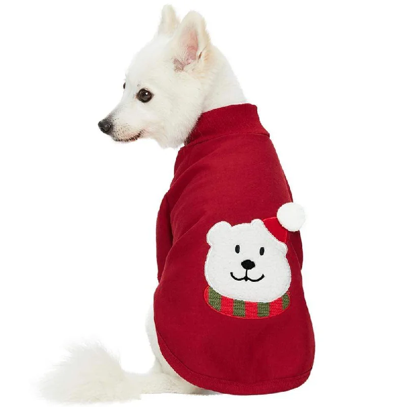 Festive Bear Dog Sweatshirt Cotton Hoodie Fleece Lining Warmth