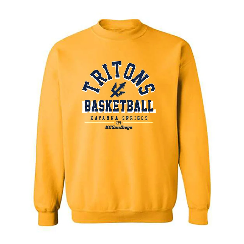 UCSD - NCAA Women's Basketball : Kayanna Spriggs - Classic Fashion Shersey Crewneck Sweatshirt Hoodie with Cuffed Sleeves Snug Secure