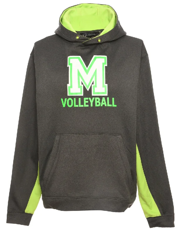 Volleyball Sports Sweatshirt - M Hoodie with Exposed Zipper Edgy Industrial