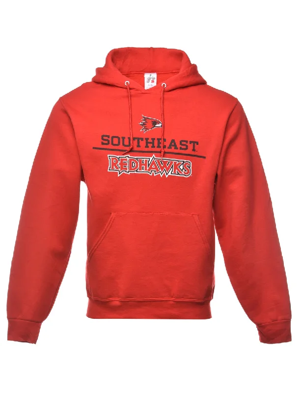 Southeast Redhawks Hooded Sports Sweatshirt - S Hoodie with Hem Raw Edge Edgy Unfinished