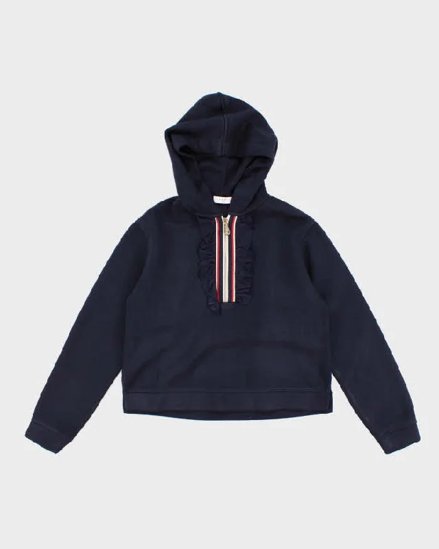 Womens Sandro Navy Crop Hoodie - S Hoodie with Rhinestones Sparkly Elegant