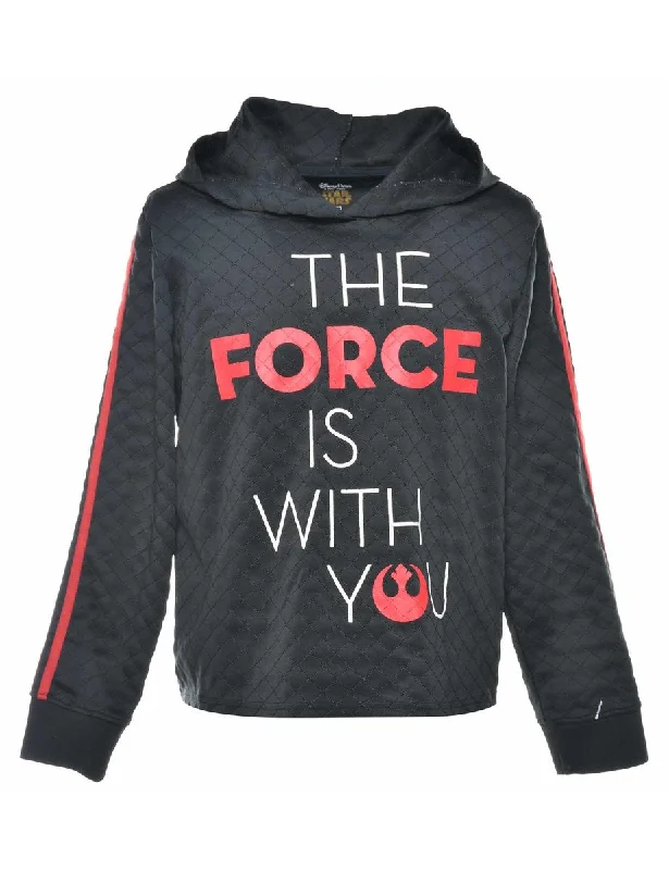 The Force Is With You Printed Hoodie - S Hoodie with Snap Buttons Easy Quick