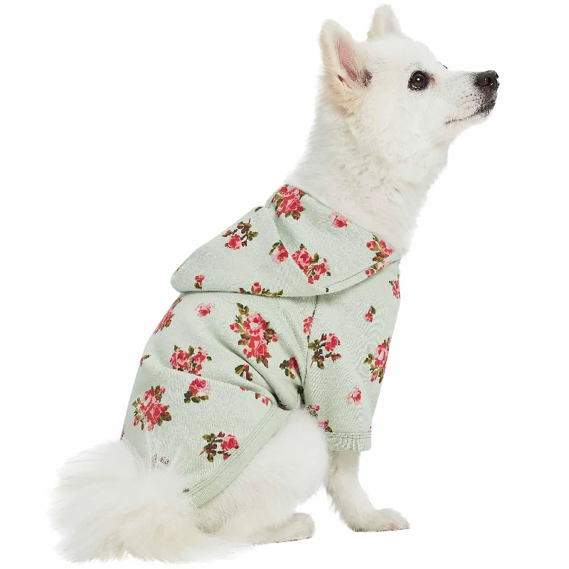 Spring-scented floral print Dog Hoodie Hoodie with Hem Contrast Bold Stylish