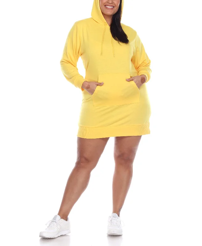 Plus Size Hoodie Sweatshirt Dress Hoodie with Puffed Sleeves Voluminous Trendy