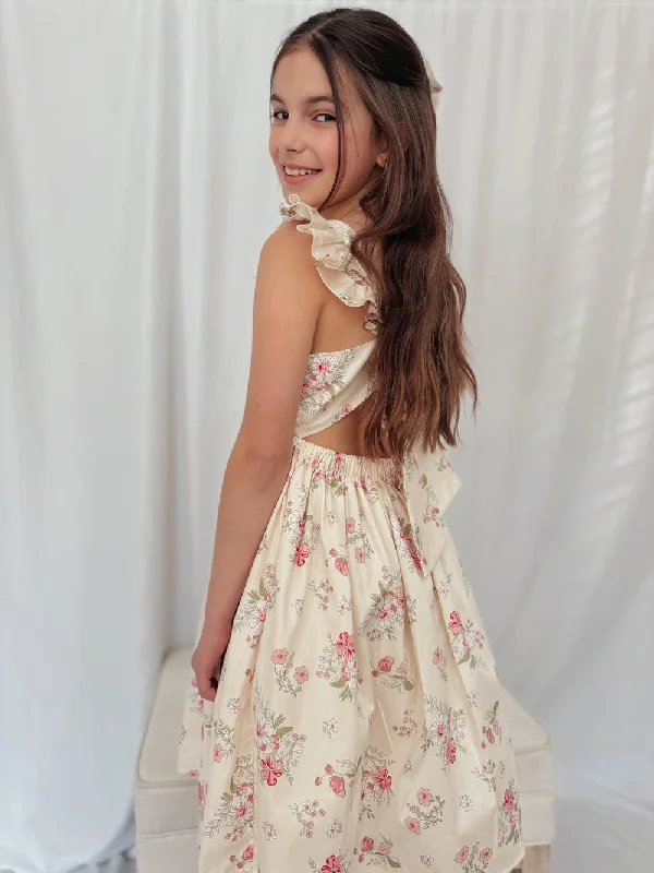 Sadie Girls Floral Tie-Back Dress Tunics Luxurious premium